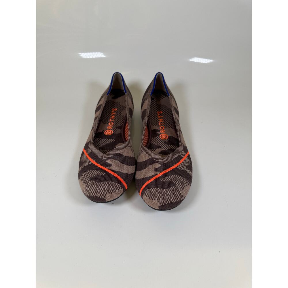 Rothy’s The Flat Camo Knit Ballet Flats Women’s Size 11.5 Brown Orange Trim